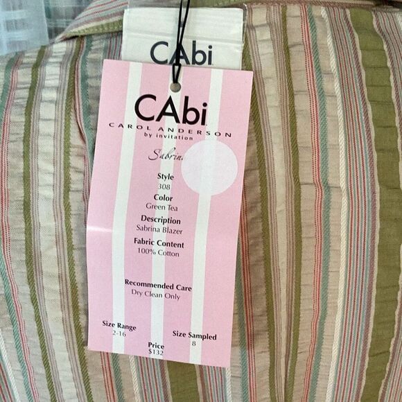 NWT CAbi Women’s 8 Seersucker Striped Long Sleeve 3 Button Blazer Jacket - Picture 7 of 9